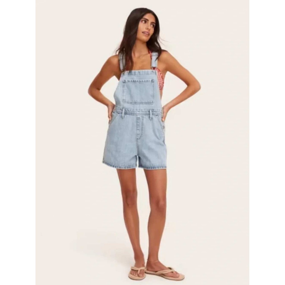 Parke x Target Women's Denim Short Overalls Light Wash Size Large NWT